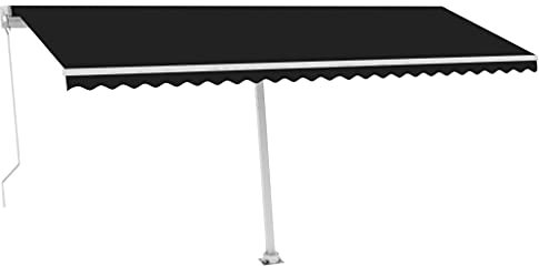 vidaXL Standmarkise Einziehbar Handbetrieben Markise Sonnenmarkise Balkonmarkise Sonnenschutz Gelenkarmmarkise Terrasse Garten 500x300cm Anthrazit