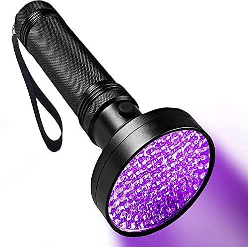 Qisebin UV Black Light Flashlight - Powerful 100 LED Blacklight Flashlights for Pet Urine Detection, Dog Stain, Scorpion, Resin Curing, Counterfeit Money Bed Bugs, Carpet Odor Eliminator Remover