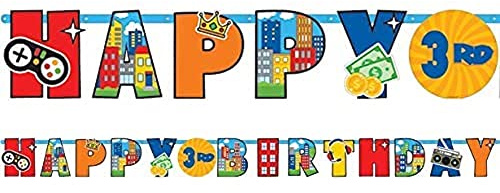 amscan 9913849 Party Town Buchstabenbanner, Mehrfarbig