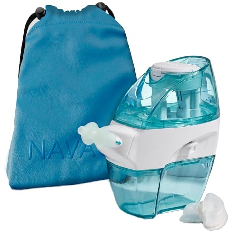 Navage Travel Bundle - Nasal Irrigation System - Saline Nasal Rinse Kit with 1 Nose Cleaner, 30 Salt Pods and Sky Blue Travel Bag