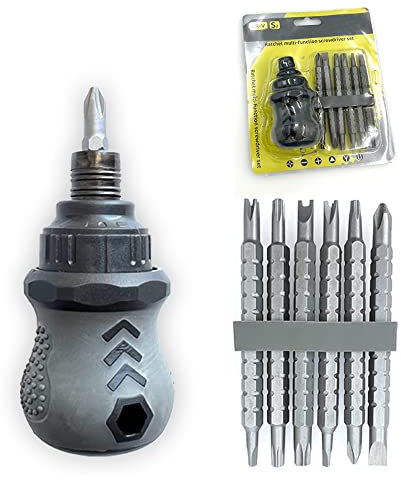 Alepaxs 13in1 Stubby Ratcheting Multi-Bit Screwdriver Set, mini magnetic ratchet screwdriver with Retractable Bits, Adjustable Small Multi Ratchet Screwdriver with Quick-Load Mechanism
