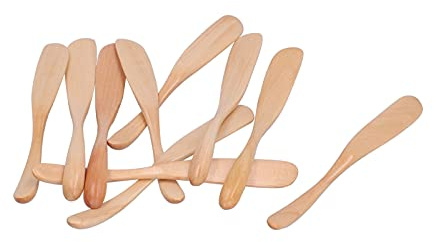 AUHX Buttermesser aus Holz, Menümesser aus Holz 6,5 Zoll für Küche, Picknick, Hotel und Restaurant(Holzfarbe)