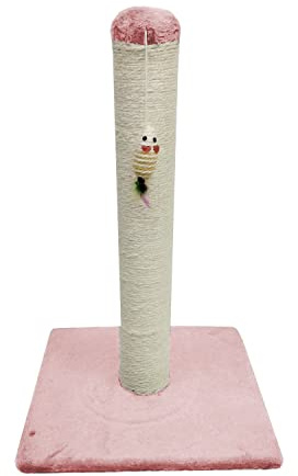 Poste Rascador para Gatos, Arbol Gato Base:40x40cm Altura: 62cm, Sisal Natural con Juguete Colgante, Color Rosa