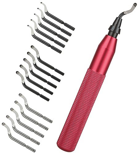 ASelected Hand Deburring Tool with 15 PCS High Speed Steel Blades, 360 Degree Rotary Blades, Burr Remover Tool With Swivel Head Handle Replacement Blades, For Cutting Deburrs Metal, Wood Or Plastic