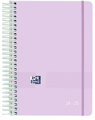 Oxford Live&Go Terminplaner 2023 2024, Tag pro Seite, Kunststoffdeckel, 12 x 18 cm, Spanisch, Malve