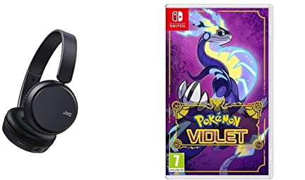 JVC Casque sans Fil Supra-aural, 3 Modes sonores, 35H d'autonomie, Léger, Structure pivotante et Pliable à Plat, Connexion Multipoint, Bluetooth, HA-Z37W-A & Nintendo Pokémon Violet