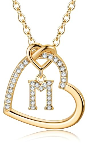 TINGN Kette Damen Gold Silber- Gold Kette Damen Herz Halskette Buchstaben A-Z Ketten Geschenke für Frauen Mädchen Geschenk Personalisierte Geschenke für Kinder Halskette Mädchen Schmuck Geschenk