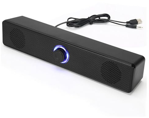 Datorhögtalare, USB-kabelansluten Skrivbordsljudbar med HiFi-stereoljud, 3,5 Mm AUX, Bärbar Mini Sound Bar för Utomhushemmakontor för Bärbara Datorer Surfplattor Telefoner