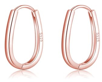 Reffeer 925 Sterling Silber ovale Creolen für Damen, Ohrringe, Mädchen-Ohrringe, tropfenförmige Creolen, minimalistische Huggie-Creolen