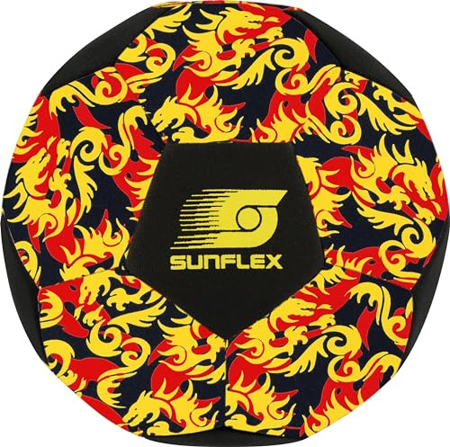 Sunflex® Neopren Fußball Gr. 5 Glow Flames Dragon | Beach-Fußball zum Barfuß Spielen | leuchtet bei Nacht | Beachsoccerball | weich & robust für Strand, Wiese & Wasser | Dribbeln & Rollen & Schießen