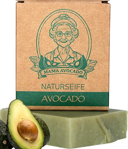 MAMA AVOCADO – avokadotvål för alla hudtyper – lugnande och fuktgivande – naturkosmetik – handgjord duschtvål för hud och hår – naturtvål utan palmolja och parabener – 100 g