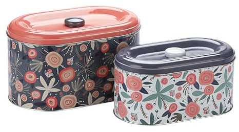 SUMTree 2 PCS Metal Cookies Tins with Lids Snack Jars Biscuit Storage Box Metal Tea Canister Gifts Tinplate Box Candy Container for Home Kitchen Food, ‎SJ20220191