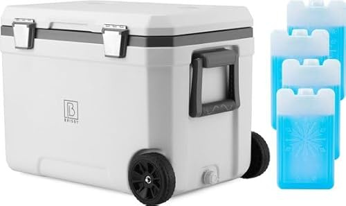 Brisby Kühlbox Camping - 45L, Kühlbox ohne Strom, inkl. 4 Dicke Kühlelemente, 3 Tage kühle Isolation, mit Rollen, solide und robust Design