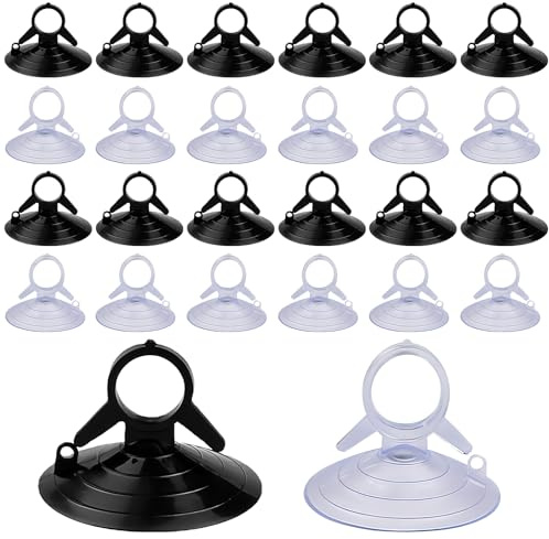 ZYKORT 100 Stück Saugnäpfe, 45mm Glassaugnäpfe, multifunktionale PVC-Saugnäpfe, Auto-Sonnenschutz-Saugnäpfe für draußen, Bad, Küche, Fenster, Spiegel, Auto (klar & schwarz)