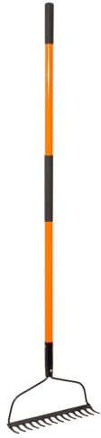 Nohovu Garden Rake - 14 Tine Heavy Duty Rake with 58 Inch Fiberglass Handle