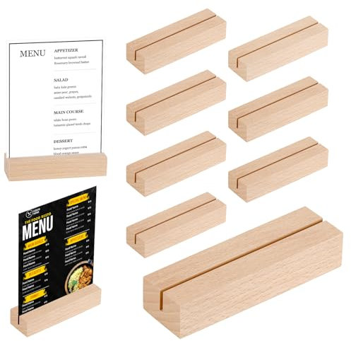 Auauraintt 10 STK Kartenhalter Holz, Tischkartenhalter Buchenholz,Fotokartenhalter aus Holz für Hochzeiten, Bankette und Partys, Menükartenhalter Fotohalter Postkartenhalter (Naturholzfarbe)