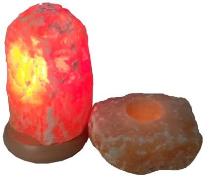 Kristall Quarz Angebot | Edelstein Lampe und Teelicht | Sonderangebot 2er Set (Orangencalcit)
