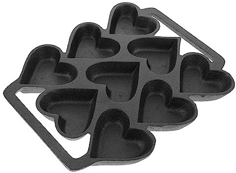 LABRIMP Cast Iron Heart Shaped Cake Mould 9-Hole Baking Pan DIY Kitchen Baking Supplies Compatible with Oven, Induction Cooker and Gas Stove