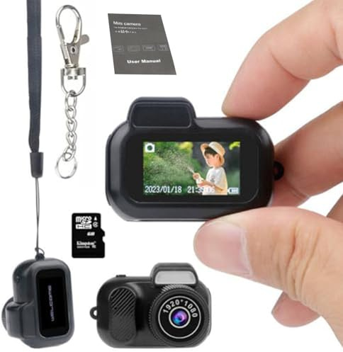 Gsnagole Keychain Camera, World's Smallest 1080P HD Mini Camera, 160° Wide Angle, 2MP Lens, 100 Mins Battery Life, USB Charging, Water Resistant, Black