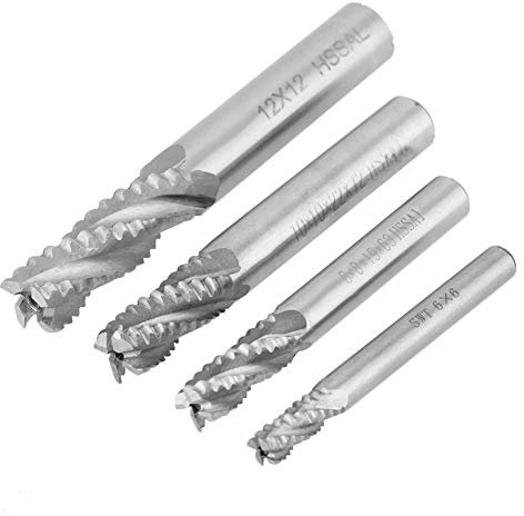 Juego de 4 fresas de desbaste 1/2, 4 unidades, 4 flautas, fresa de desbaste HSS, fresadora CNC, fresadora M6/M8/M10/M12