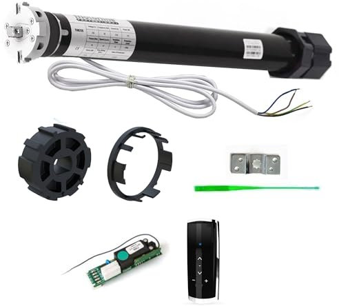 Motor tubular para persianas enrollables M-LINE HASTA 90 kg de peso 20-50 NM bajo consumo fácil montaje incluye accesorios (Con mando, 70 Kg - diam60-40Nm)