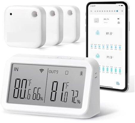Genérico Termohigrómetro inalámbrico Inteligente, termómetro e higrómetro, Sensor de Temperatura y Humedad, Puerta de Enlace WiFi M2, estación meteorológica doméstica IBS-TH2