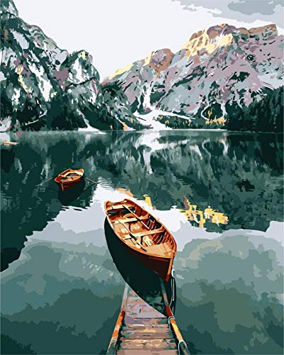 BINGQIAN nybörjare gör-det-själv målning efter siffror, julmålning med siffror set med penslar och akrylfärger utan ram dekoration 40 x 50 cm