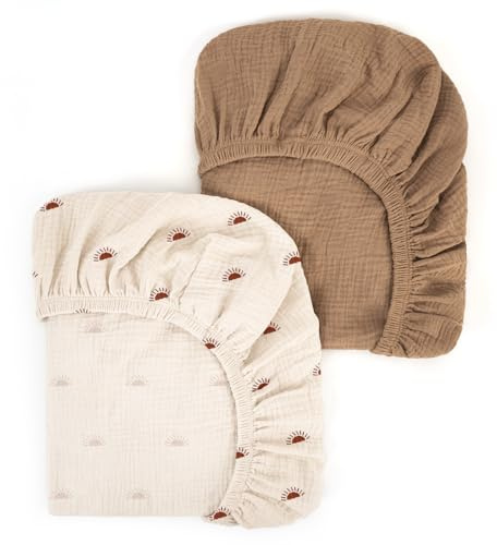 Peepeemax Sábana Bajera Ajustable para Cuna de Bebé, 2 Unidades, Protector de Colchón para Parque, Cesta de Moisés, Moisés, Funda de Colchón para Recién Nacidos para Cunas (Sol)