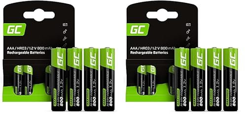 Green Cell 800mAh 1.2V 4 Stck Vorgeladene NI-MH AAA-Akkus - Batterien AAA, AAA Akkus Wiederaufladbar, Sofort Einsatzbereit, Geringe Selbstentladung, Ohne Memory-Effekt, AAA batterien Set