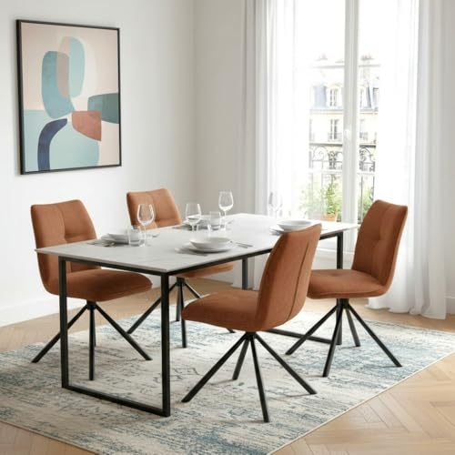 WEBER INDUSTRIES Lot de 4 chaises pivotantes de Salle à Manger Cortina/Brun Brique