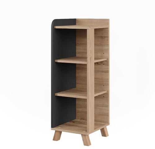 Vicco Midischrank Karen, Sonoma/Anthrazit, 30 x 90 cm | mit 4 Ablagen, zur Aufbewahrung von Badutensilien und Handtüchern geeignet