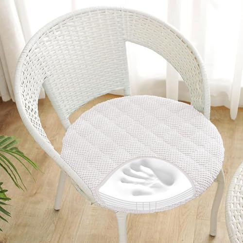 RZYW Rund Stuhlkissen 6er 4er 2er Set Weiche Sitzkissen Rund Waschbar Sitzkissen Stuhl rutschfest Sitzpolster Outdoor Stuhlauflage Bodenkissen für Küche Esszimmer Garten Büro,Offwhite,6er Set 30cm