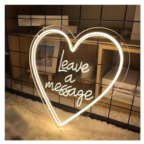 Hängende Kunst Leuchtreklamen „Leave A Message“-Neonschild Mit Gravierten LED-Lichtern Für Hochzeit, Familienfeier, Dekoration, Kaffeebar, Wanddekoration(30x30cm)