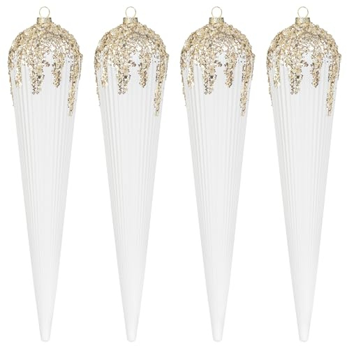 KI Store 30cm weihnachtskugeln kunstsoff 4 Stücke Ornamente für Weihnachtsbaum Christbaumkugeln Plastik Weihnachtsdekoration Kugeln (Weiss)