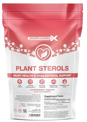 High Strength Plant Sterols 2400mg per Serving (120 Vegan Tablets) Beta-Sitosterol Formula to Lower Cholesterol - Heart & Cardiovascular Support – Suitable for Vegans