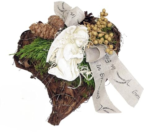 Grabschmuck MOOS Herz mit Engel, Rinden-Pflanzherz, wetterfest CreaFlor Home