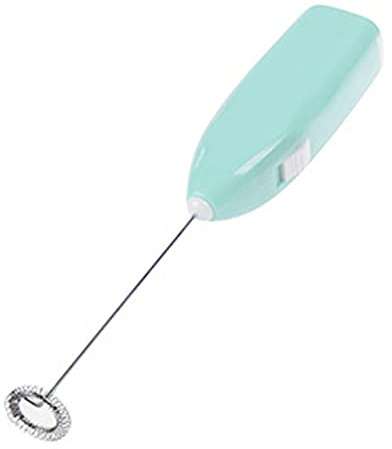 Bélangeur à main électrique, mini manteau-potentiel de lait à main le lait de café œuf de fouet électrique boucheur en mousse agitateur pour lattes, cappuccino, batterie alimentée (bleu)