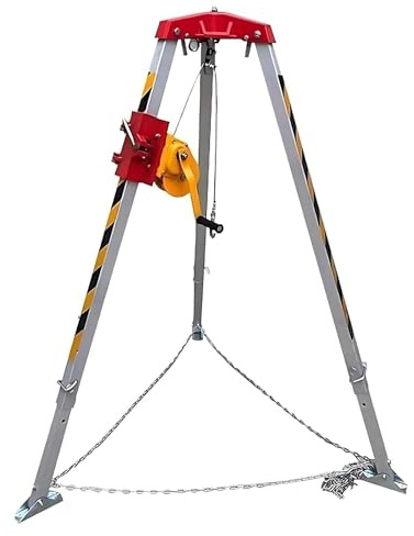 UPLTOE Kit Trépied pour Espaces Confinés avec Treuil De Levage, Perche De Sauvetage D'égouts De 30 M, Trépied De Sauvetage Robuste pour Espaces Confinés 1200lbswinch