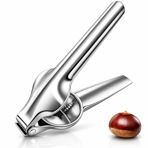 Chestnut Opener, Nutcracker Chestnut Clip Peeler Stainless Steel Chestnut Opener with Sharp Serrated Cutter Design, Heavy Duty Peeler Tool for Nuts and Shells, Ergonomic Nut Cracker for Kitchen
