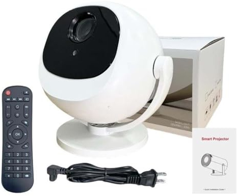 360° Portable Smart HD Projector, Mini Projektor, 5G WiFi Bluetooth 720P Mini Beamer mit Stereo-Lautsprecher, Auto Keystone 360°Dreh Tragbarer Projektor für Innen Außen, Kompatibel mit Handy,PC