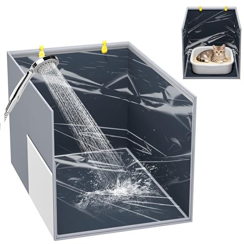 Aokeyee Gray Waterproof High Side Cat Litter Box Enclosure Splash Guard