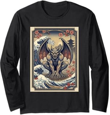 Gargoyle Japanese Wave Japan Style Long Sleeve T-Shirt