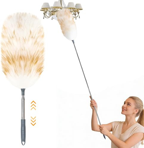 Plumero Atrapapolvo,Plumero Telescopico Extensible,WideSmart Plumero de Lana Suave Reutilizable,per Limpieza de Ventiladores de Techo Alto,Persianas,Telaraña,Polvo