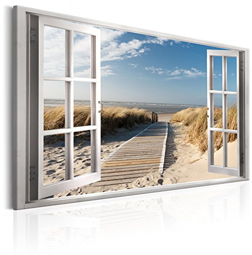 murando - Leinwandbild Meer Strand Landschaft, 90x60 cm, 1-teilig, modern | Hochwertige Leinwand, sofort aufhängbar, ideal fürs Wohn- oder Schlafzimmer, wasserfest und lichtecht, langlebig, stilvoll