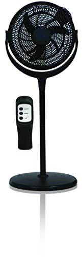 Prem-i-air Black 16 Inch (40cm) Powerful Cooling Cold Air Pedestal Air Circulator Fan with 3 Speed Set, Height Adjustment, Remote Control and Timer. For Use in Homes and Offices Extra Large Area