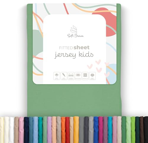 Soft Dream Lenzuolo con Angoli Cotone Jersey 80x180x20 cm, Menta | Elastico perimetrale, 150 g/m², OEKO-TEX, ideale per letto junior