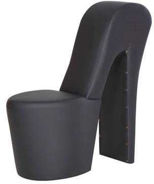 High Heel Schuhsessel 42x99x79cm Stuhl Designersessel mit Nieten (schwarz)