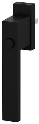 Design Aluminium Fenstergriff Dublin mit Druckknopf - pulverbeschichtet, Farbe:Schwarz RAL 9005 (matt), Stiftlänge:35mm