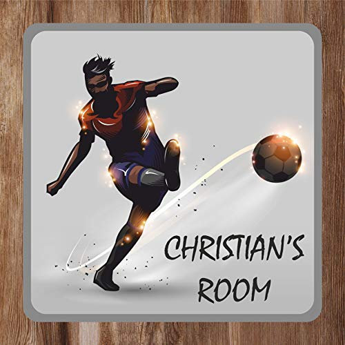 Free Kick Footballer Kids Bedroom Door Sign Personalised For You - Any Name! Door Plaque,Girls/Boys,Nursery,Decor,Kids Room,Football