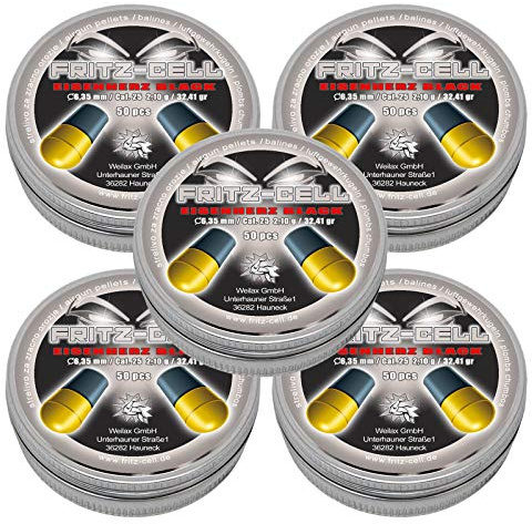 Fritz-Cell Diabolos 6,35 mm Rundkopf Eisenherz Black – 5 x 50 Stück